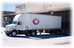 Mercy Airlift truck by loading dock
